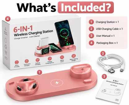 Wireless Charger For IPhone Fast Charger For Phone Fast Charging Pad For Phone Watch 6 In 1 Charging Dock Station