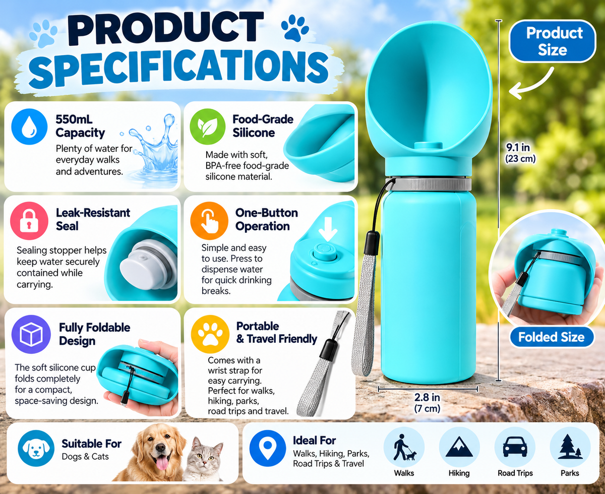 Folding Pet Outdoor Walking Mug Portable Travel Water Bottle Puppy Cats Dogs Drinking Water Dispenser Cup Supplies