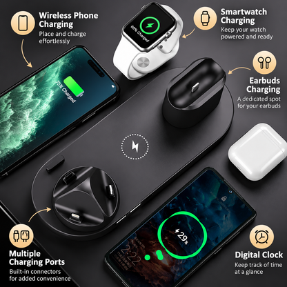 Wireless Charger For IPhone Fast Charger For Phone Fast Charging Pad For Phone Watch 6 In 1 Charging Dock Station